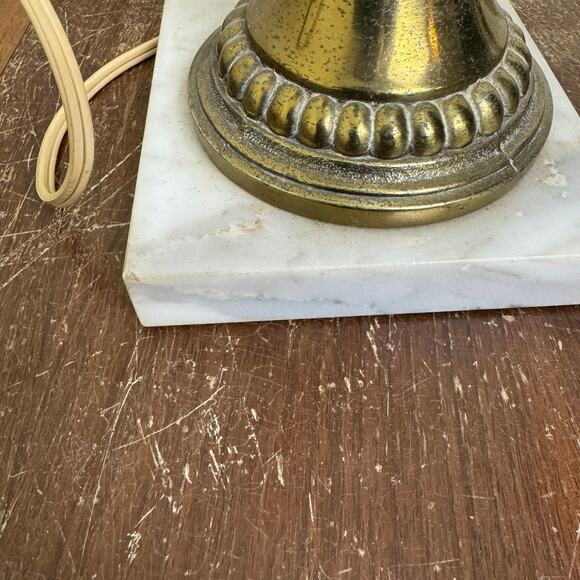 Vintage Fall leaf Milk Glass Brass marble base accent table lamp - Picture 8 of 15